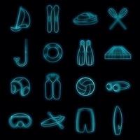 watersport pictogrammen instellen vector neon