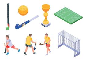 veldhockey iconen set, isometrische stijl vector