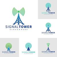 set signaal toren logo vector ontwerpsjabloon, signaal toren logo concepten illustratie.