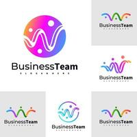 mensen w logo vector ontwerpsjabloon, eerste w logo concepten illustratie.