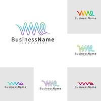 set van brief wme logo vector ontwerpsjabloon, eerste wme logo concepten illustratie.