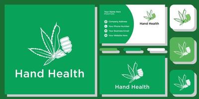 hand gezondheid combinatie symbool medisch met sjabloon voor visitekaartjes vector