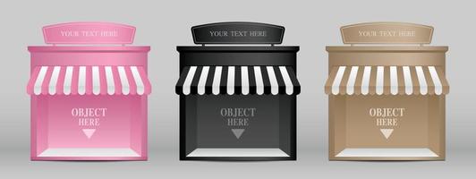 lege klassieke boutique storefront met luifel collectie 3d illustratie grafisch element vector voor het plaatsen van uw object
