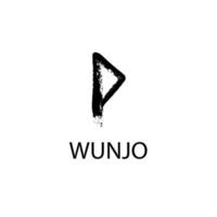 rune wunjo. handgetekende wax krijt textuur, mystieke, esoterische, occulte, magische glyphs. voor game-interface. vector
