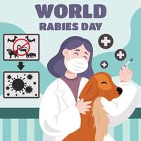 wereld hondsdolheid dag illustratie met de dierenarts injecteert de hond vector