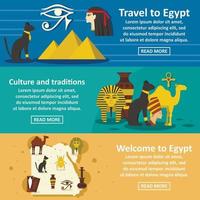 Egypte reisbanner horizontale set, vlakke stijl vector