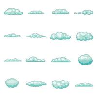 wolken iconen set, cartoon stijl vector