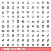 100 wetenschap iconen set, Kaderstijl vector
