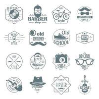 hipster logo vintage iconen set, eenvoudige stijl vector