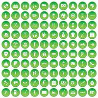 100 straatfestivalpictogrammen instellen groene cirkel vector