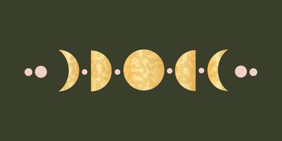 maanstanden voor heidense heilige astrologie. hemelse volledige cyclus van manen met versieringen. vector illustratie