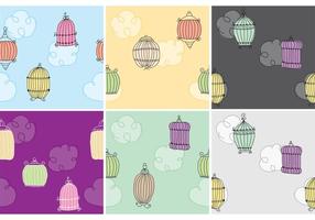 Handgetekende Bird Cage Patterns vector