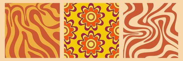 hip y2k retro patroon met bloem en swirl 70s achtergrond. madeliefje bloem ontwerp. abstracte trendy kleurrijke print. vector afbeelding afbeelding. vintage afdrukken. psychedelisch behang