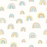 schattig geometrisch patroon. hand getrokken regenboog doodle vector naadloze achtergrond in felle kleuren. zomer ontwerp.
