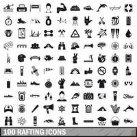 100 raften iconen set, eenvoudige stijl vector