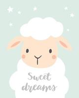 zoete dromen. schattige schapen met sterren. babyshower voor meisjes of jongens. ontwerp voor baby, kinderposter, kunst aan de muur van de kinderkamer, kaart, uitnodiging. vector