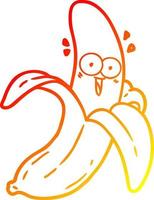 warme gradiënt lijntekening cartoon gekke blije banaan vector