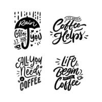 koffie belettering handschrift typografie offerte vector