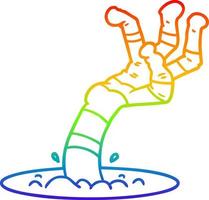 regenbooggradiënt lijntekening cartoon spookachtig monster hand vector