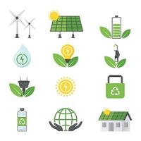 groene technologie iconen set vector