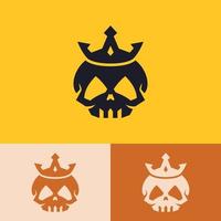 minimalistisch eenvoudig koningsschedel-logo-ontwerp vector