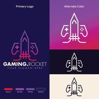 minimalistisch eenvoudig raketgaming-logo-ontwerp vector