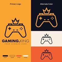 minimalistisch eenvoudig koning gaming-logo-ontwerp vector