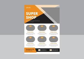 super winkel flyer ontwerp. super verkoop flyer poster folder sjabloon. supermarkt verkoop flyer ontwerp. omslag, A4-formaat, flyerontwerp. vector