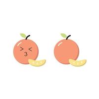 een vrolijke zoete sinaasappel met een zoenend, zoend gezicht. oranje zonder gezicht. vector platte cartoon karakter illustratie pictogram. geïsoleerd op een witte achtergrond.
