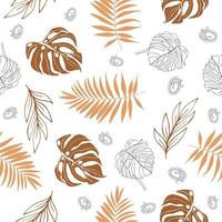 naadloos tropisch patroon met palmbladeren, junglebladeren vector op witte achtergrond