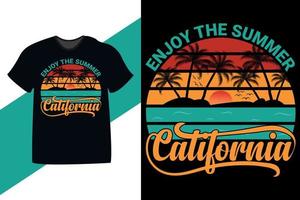 geniet van de zomer Californië retro vintage zomer zee strand t-shirt design. ook voor mokken, draagtassen, hoeden, kaarten, stickers, print en merchandise vector