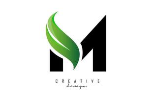 vectorillustratie van abstracte letter m met groen blad ontwerp. vector