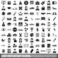 100 initiatie iconen set, eenvoudige stijl vector
