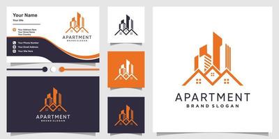 appartement logo concept met moderne stijl premium vector