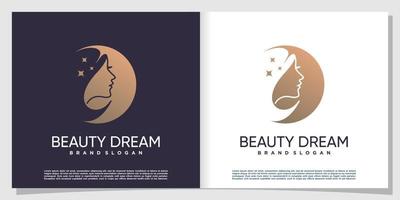 vrouw logo met cool en beauty concept premium vector