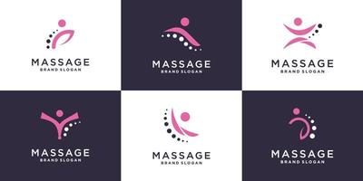 massage logo-collectie met creatieve element premium vector