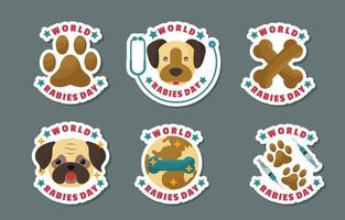 wereld hondsdolheid sticker set vector