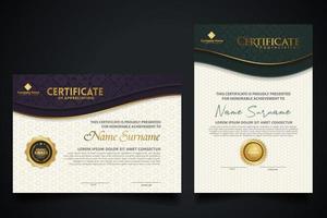 luxe certificaatsjabloon met elegant hoekframe en realistisch structuurpatroon, diploma vectorillustratie vector