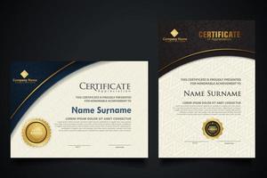 luxe certificaatsjabloon met elegant hoekframe en realistisch structuurpatroon, diploma vectorillustratie vector