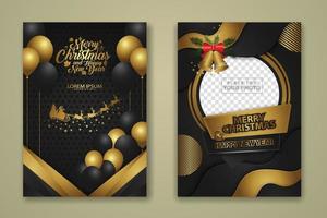 luxe kerstaffiche sjabloon met glanzend goud en textuur achtergrond. vector illustratie