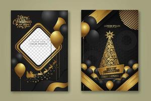 luxe kerstaffiche sjabloon met glanzend goud en textuur achtergrond. vector illustratie