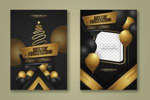 luxe kerstaffiche sjabloon met glanzend goud en textuur achtergrond. vector illustratie