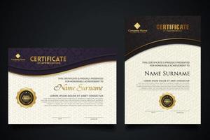 luxe certificaatsjabloon met elegant hoekframe en realistisch structuurpatroon, diploma vectorillustratie vector