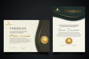 luxe certificaatsjabloon met elegant hoekframe en realistisch structuurpatroon, diploma vectorillustratie vector