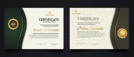 luxe certificaatsjabloon met elegant hoekframe en realistisch structuurpatroon, diploma vectorillustratie vector