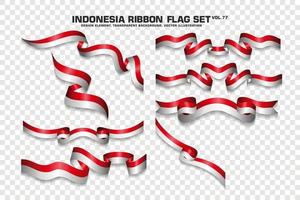 Indonesië lint vlaggen set, element ontwerp, 3D-stijl. vector illustratie