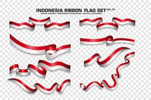 Indonesië lint vlaggen set, element ontwerp, 3D-stijl. vector illustratie