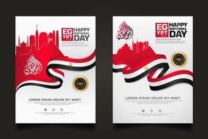 set poster egypte gelukkige nationale dag achtergrond sjabloon vector