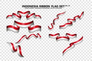 Indonesië lint vlaggen set, element ontwerp, 3D-stijl. vector illustratie