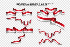 Indonesië lint vlaggen set, element ontwerp, 3D-stijl. vector illustratie